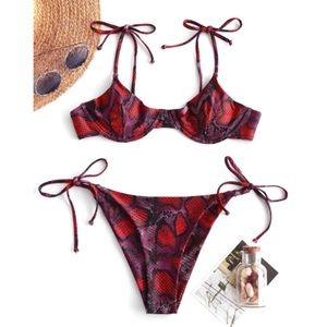 NWT • Zaful Red Snake Print Bikini